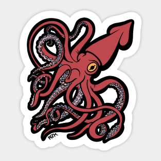 Red Giant Squid Architeuthis flat color Sticker